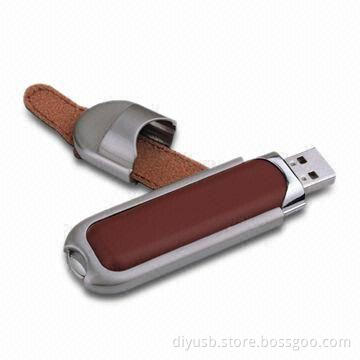 Leather USB Flash Drive with Lifetime Warranty, Uses Branded A Grade Microchip